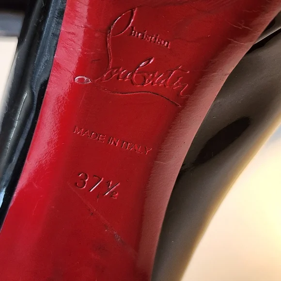 CHRISTIAN LOUBOUTIN Size 7 Black Heels Pumps Shoes 37 1/2 - Picture 4 of 10